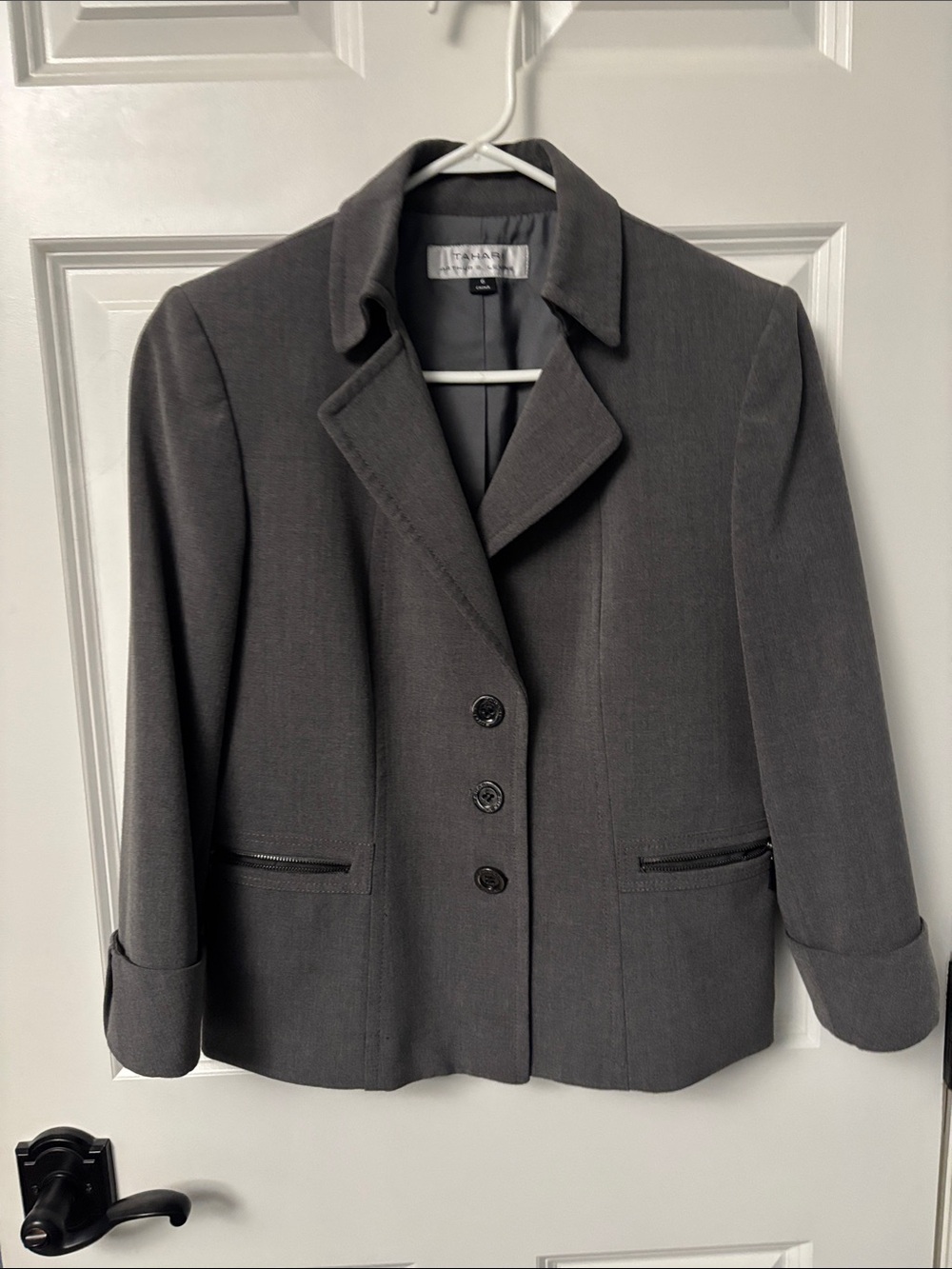 Tahari Charcoal Gray Tailored Blazer